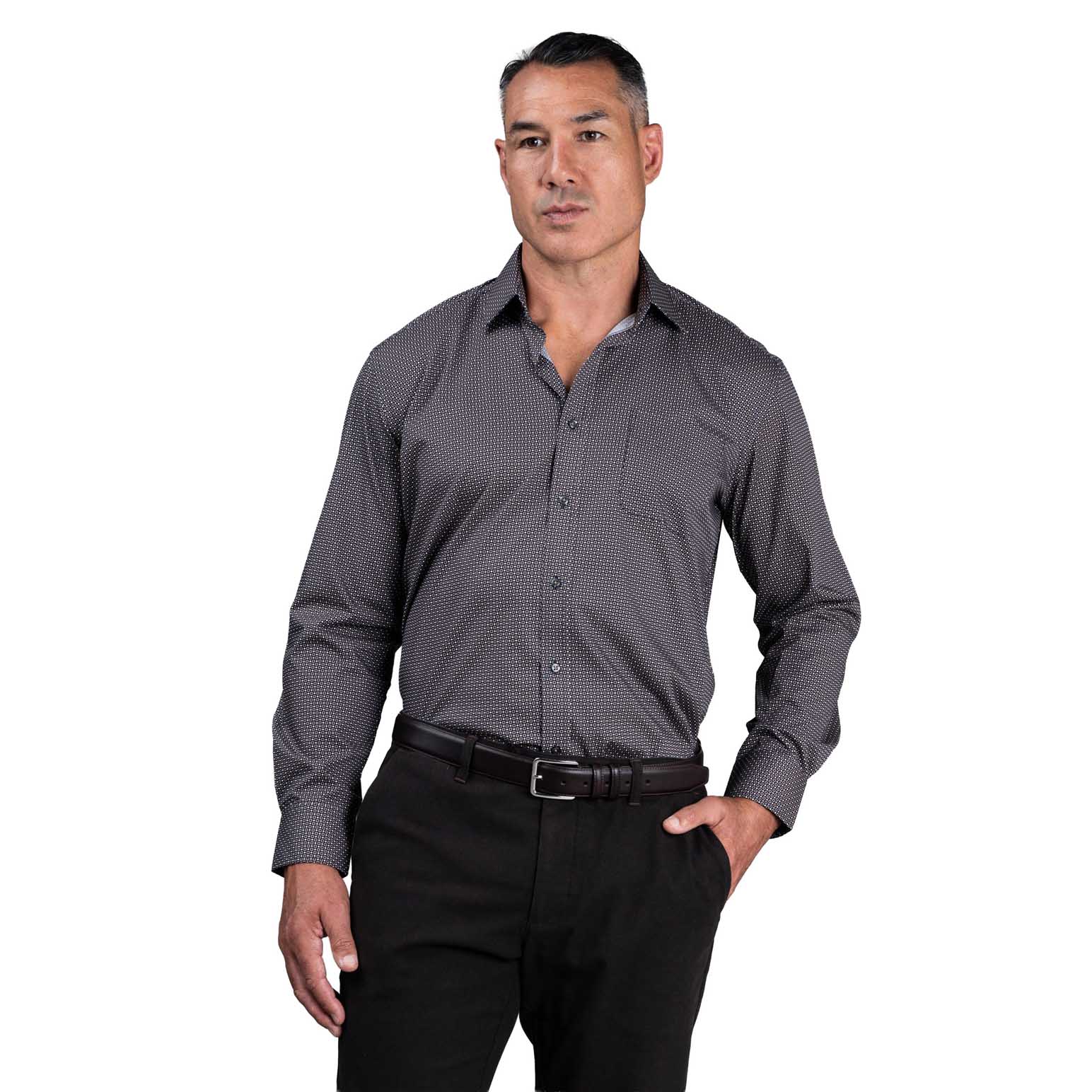 Rembrandt Sinatra Brown & Navy Geometric Print Shirt